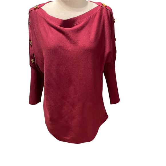 Cable & Gauge Long Sleeve Knit Top Size Large Button Shoulder Womens - Picture 1 of 5